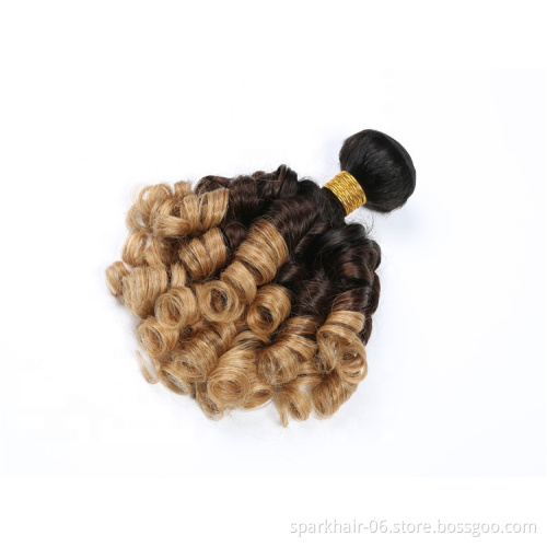 9a 100g SPARK Ombre Brazilian Remy Human Hair Weaving Bundle for Women Weave Hair Extension Black Brown Gold FUMI Bouncy Curl